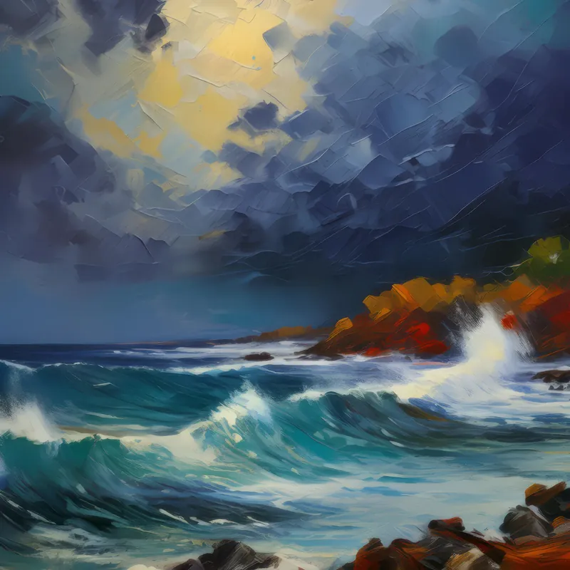 Painting: Stormy Coastal Waters