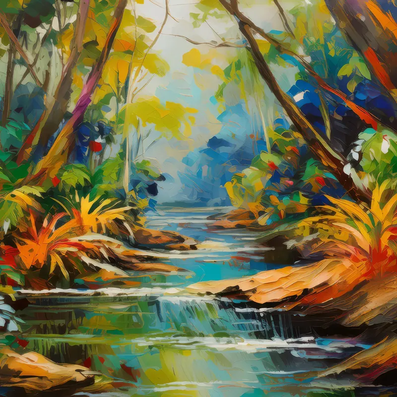 Painting: Stream in Dry Forest