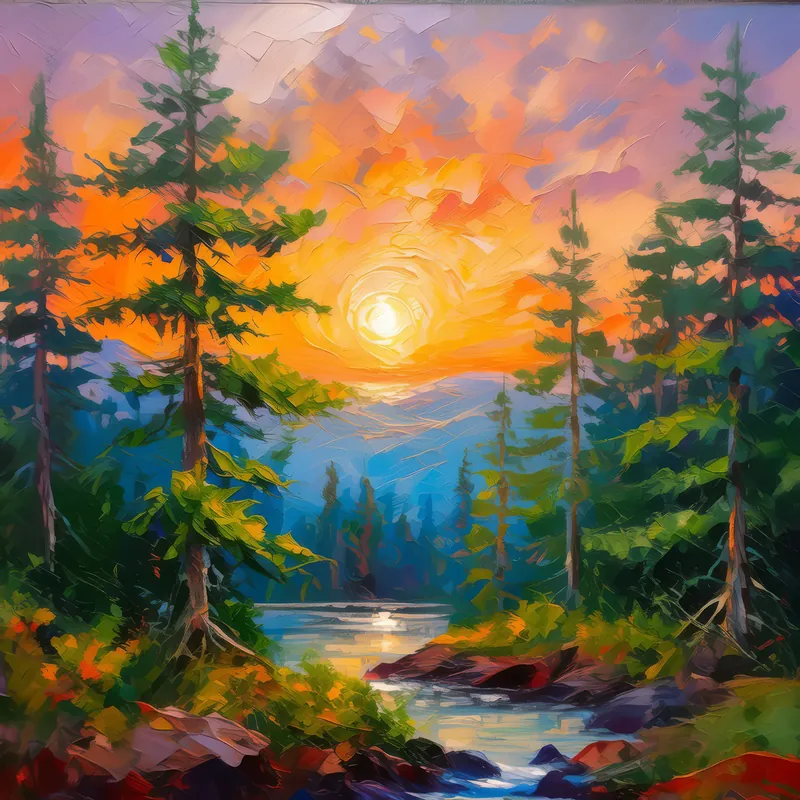 Painting: Summer Boreal Sunset