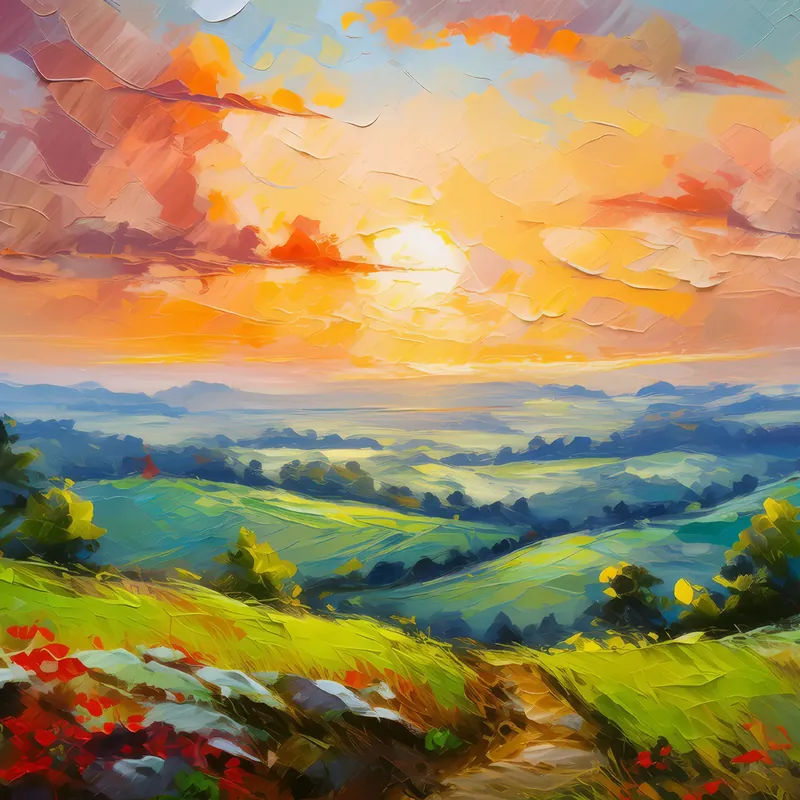 Painting: Summer Hilltop Sunrise