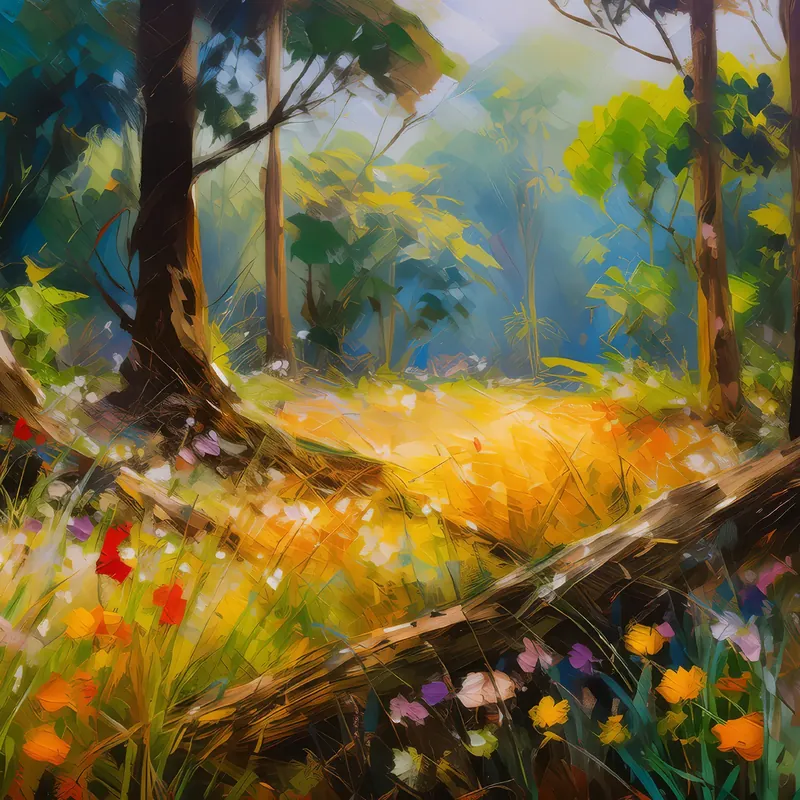 Painting: Sunlit Dry Forest Meadow