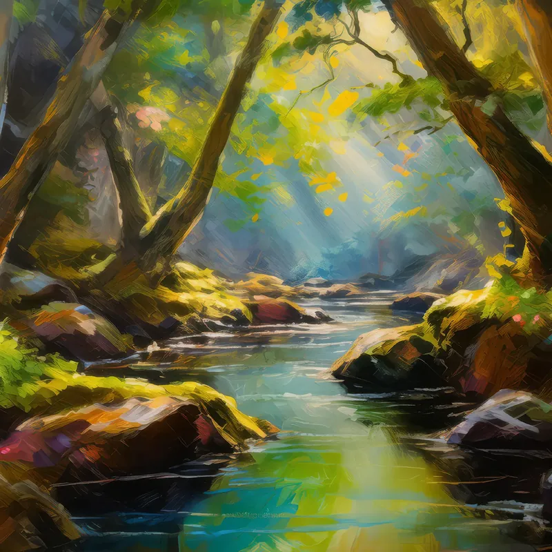 Painting: Sunlit Forest Grotto