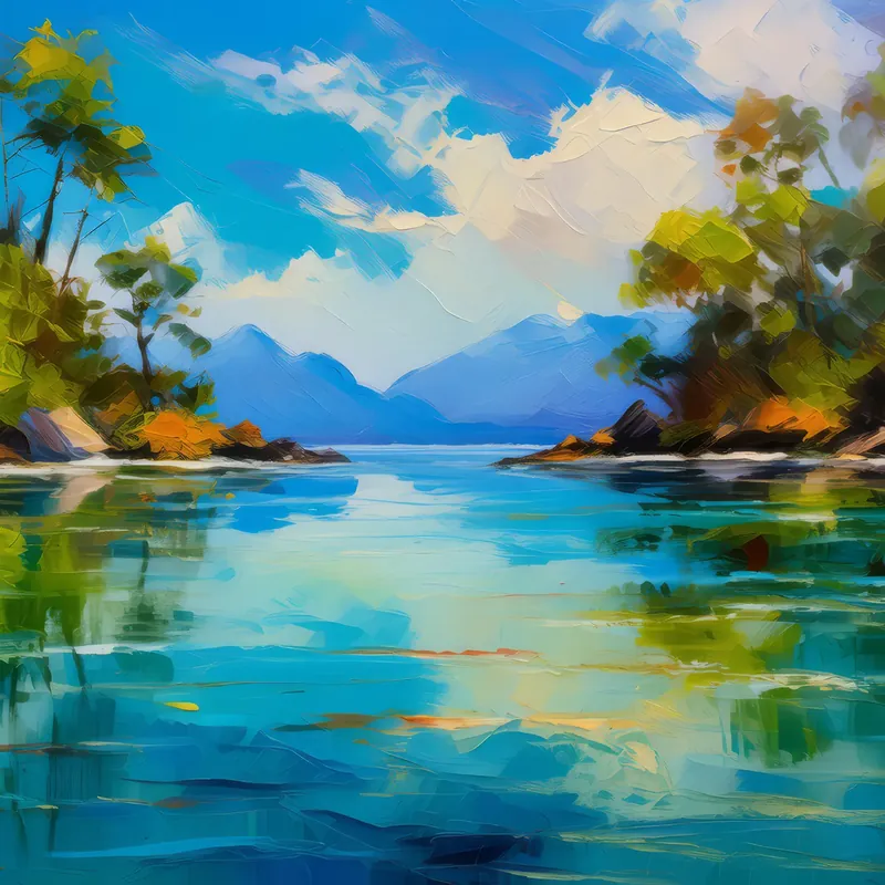 Painting: Sunlit Lagoon Waters