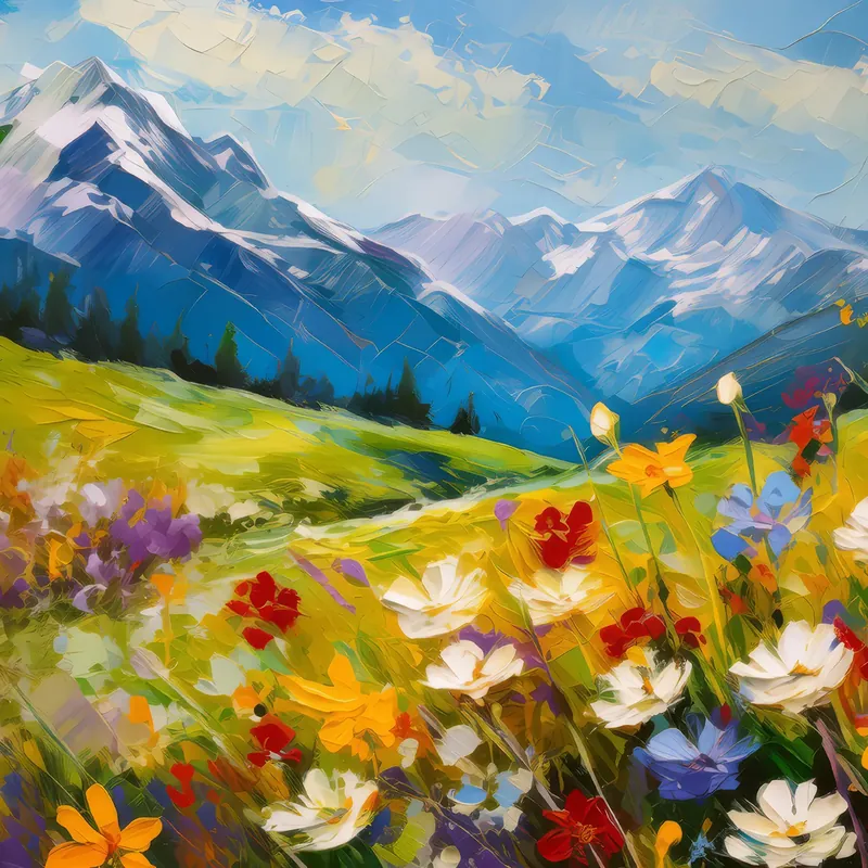 Painting: Sunny Alpine Meadow