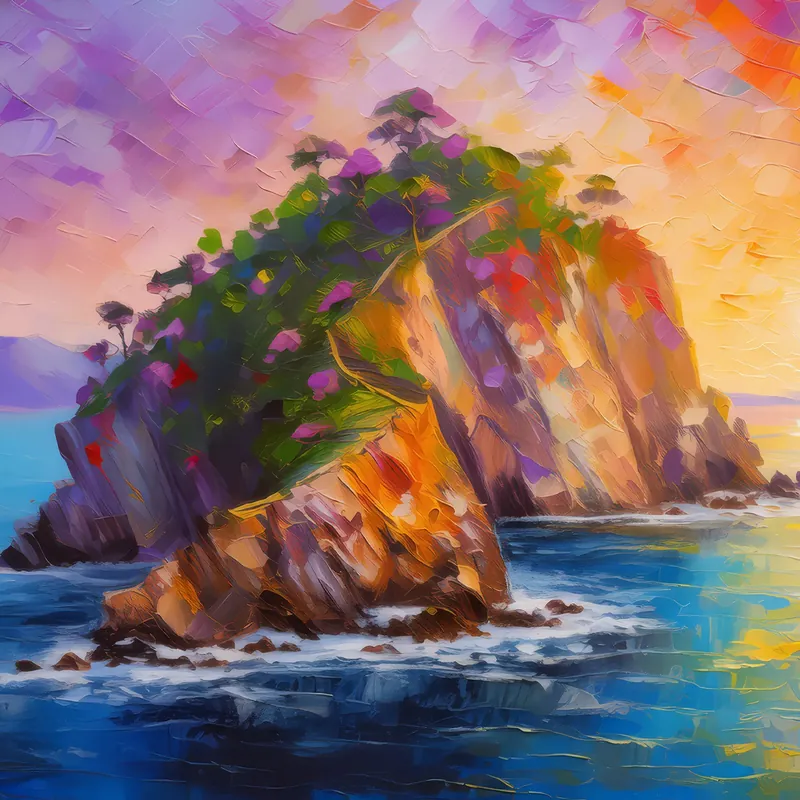 Painting: Sunrise Cliff Island