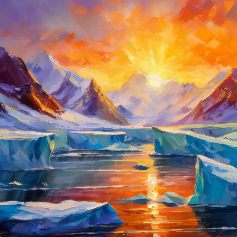 Painting: Sunrise Over Glacier
