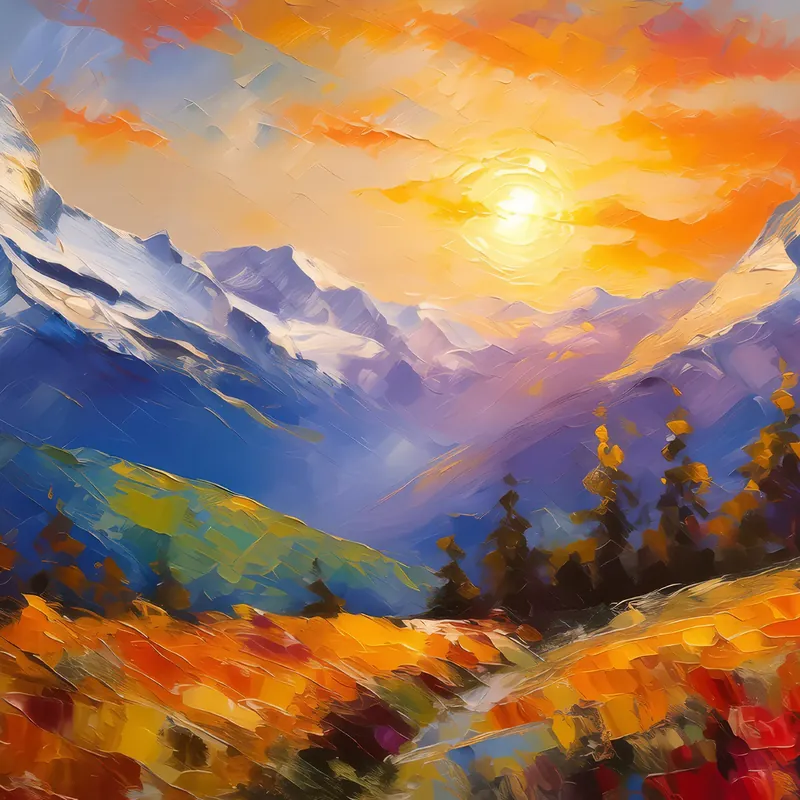 Painting: Sunrise at Alpine Heights