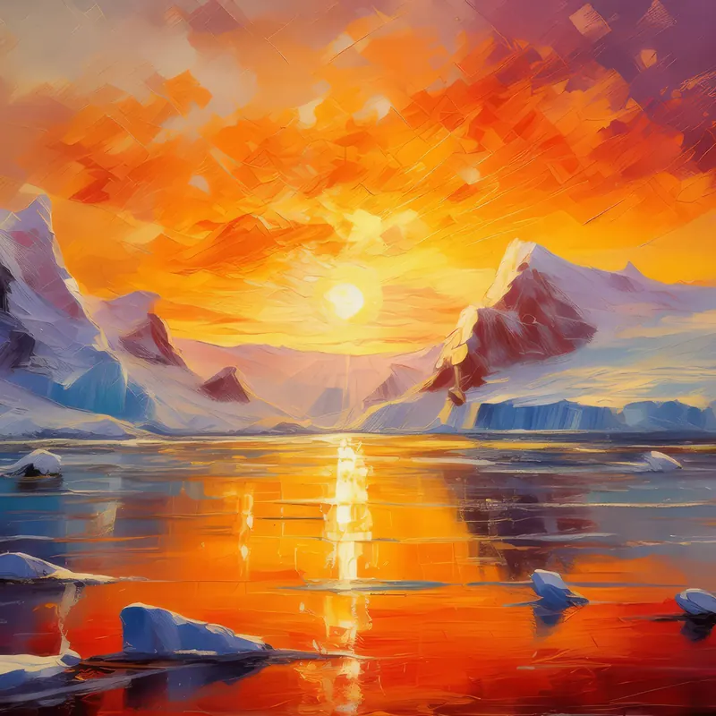 Painting: Sunrise on Ice Cap