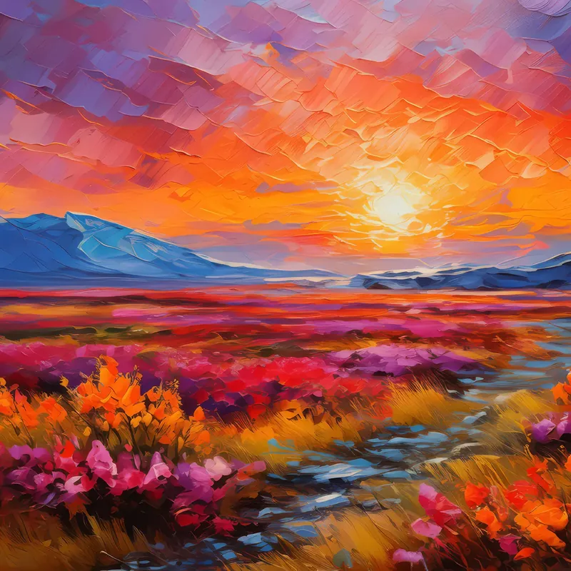 Painting: Sunset Across Tundra Flats