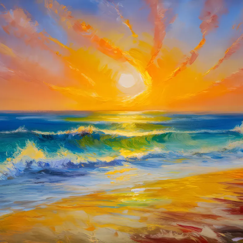 Painting: Sunset Mirage over Ocean Desert