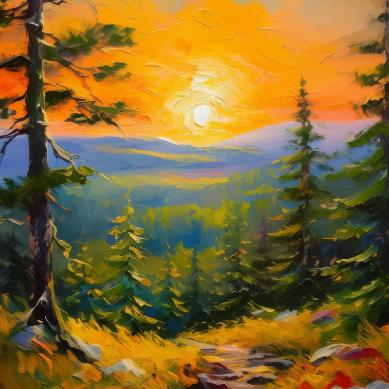 Painting: Sunset Over Boreal Hills