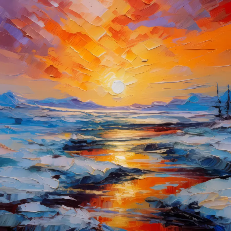 Painting: Sunset Over Boreal Landscape