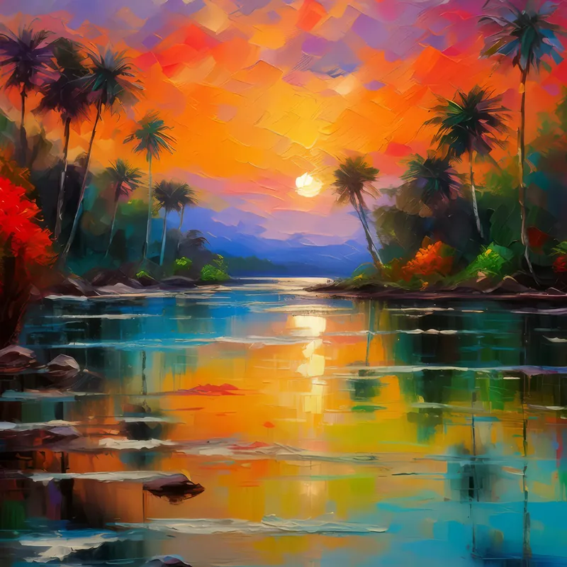 Painting: Sunset Over Lagoon