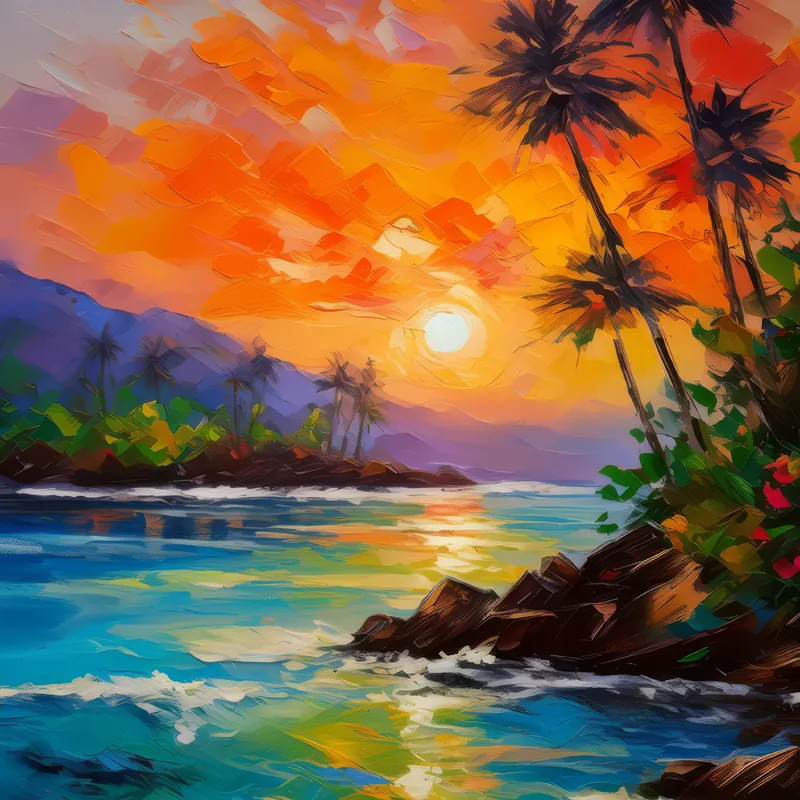 Painting: Sunset Over Water