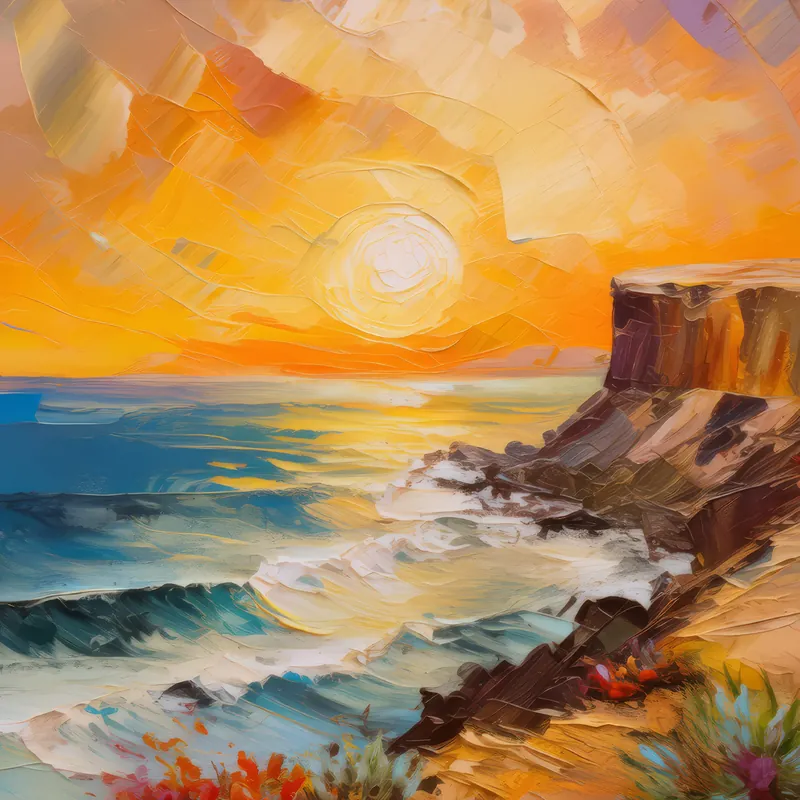 Painting: Sunset at Ocean Desert Edge