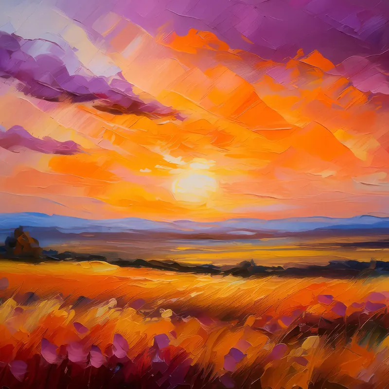 Painting: Sunset on the Prairie