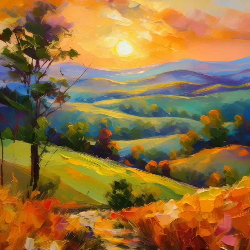 Painting: Sunset over the Rolling Hills