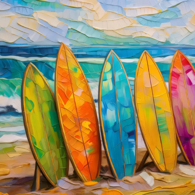 Painting: Surfboards in the Sand