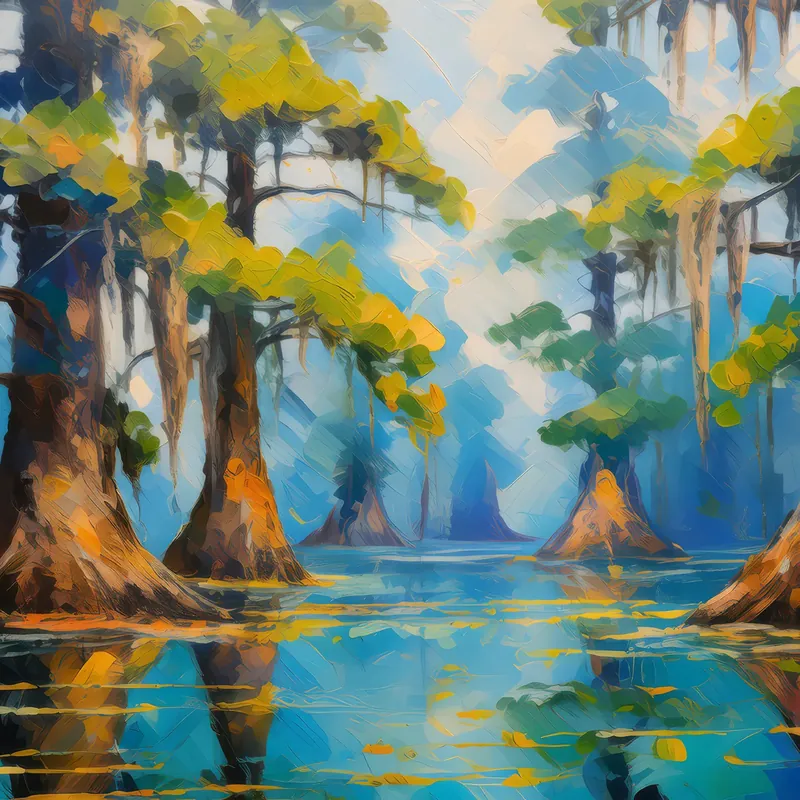 Painting: Swamp Cypress Trees