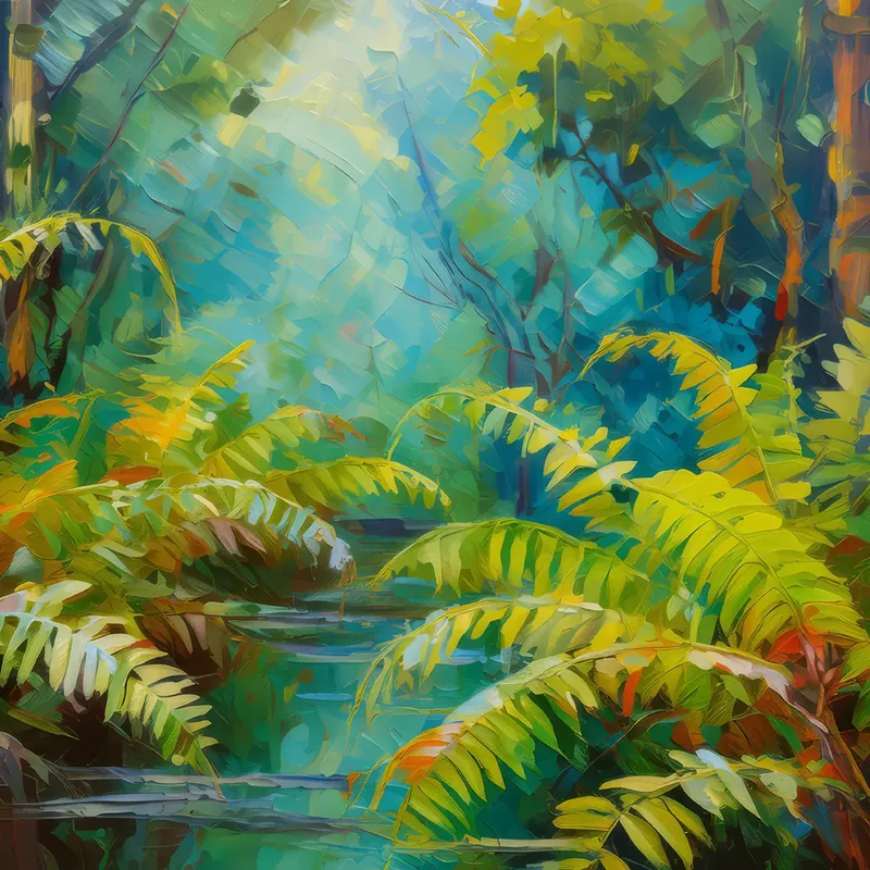 Painting: Swamp Ferns Abundance