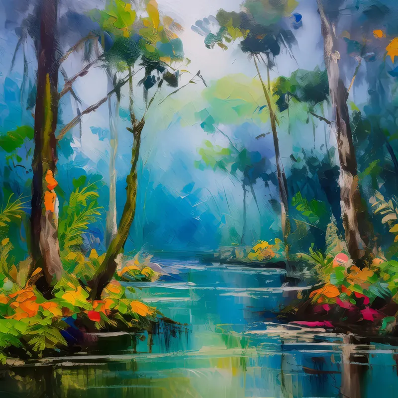Painting: Swamp Misty Forest
