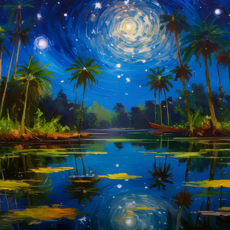 Painting: Swamp Night Reflections