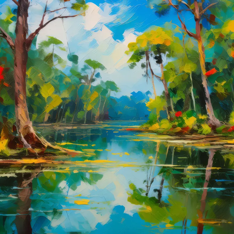 Painting: Swamp Reflection Lake