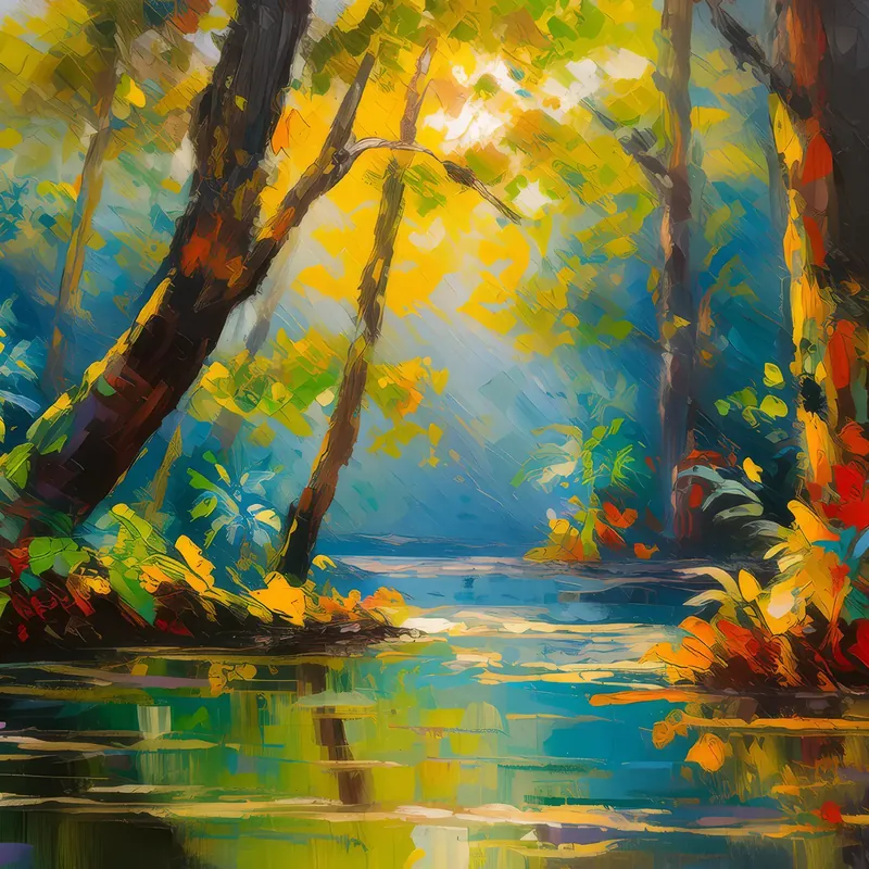 Painting: Swamp Sunlight Rays