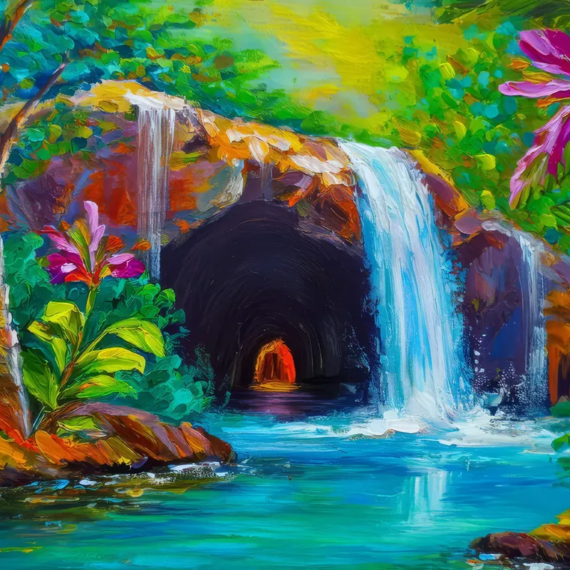 Painting: Swamp Waterfall Cave