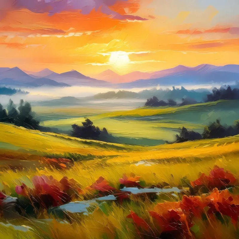 Painting: Temperate Grassland Sunrise