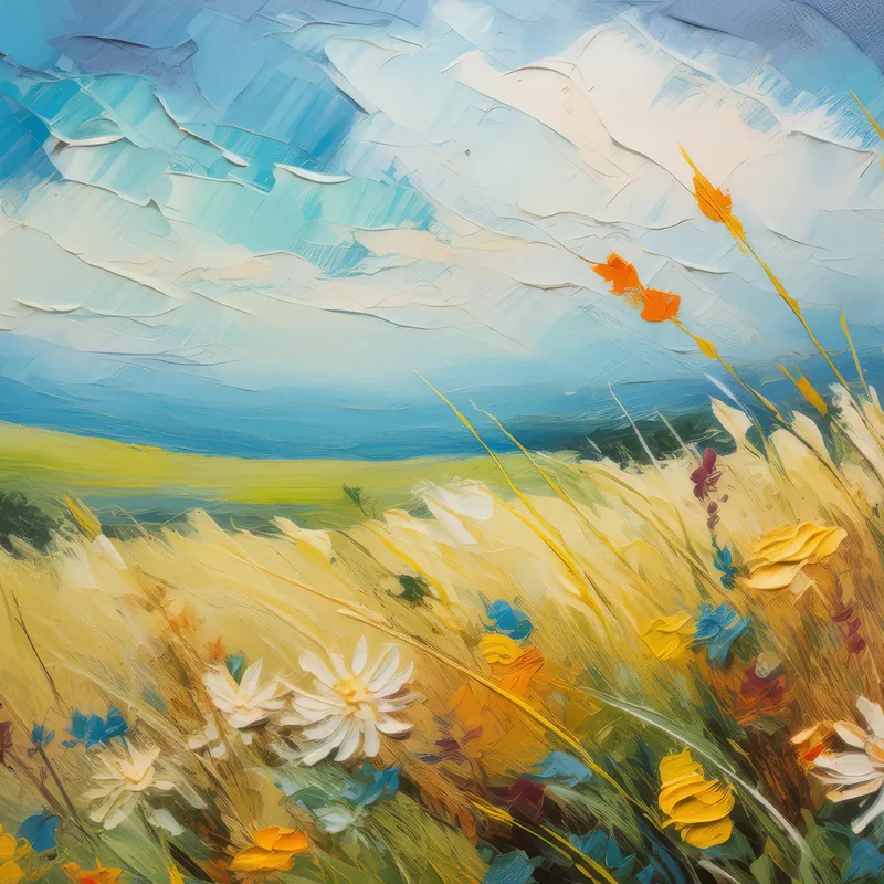 Painting: Tranquil Grassland Vista