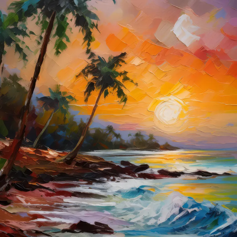 Painting: Tropical Beach Sunset
