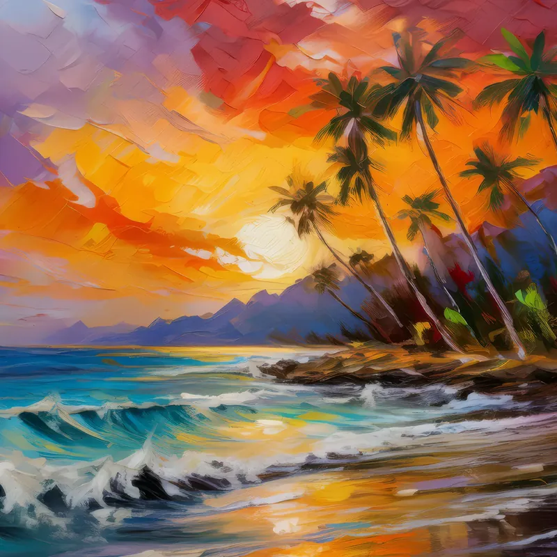 Painting: Tropical Island Sunset