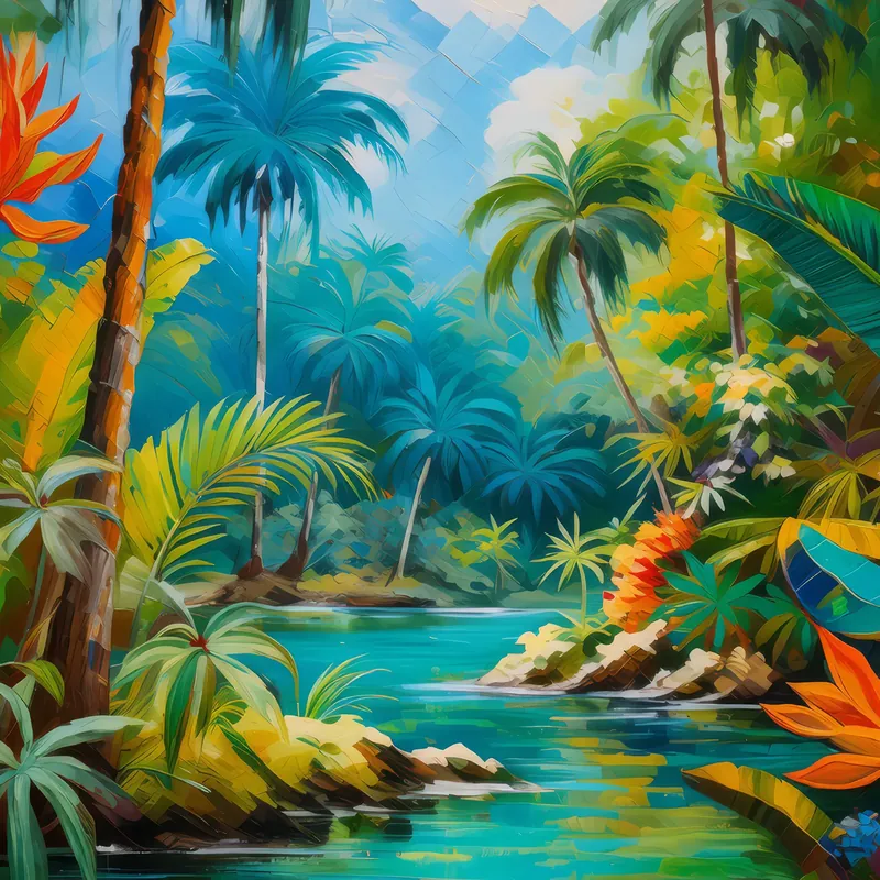 Painting: Tropical Jungle Oasis