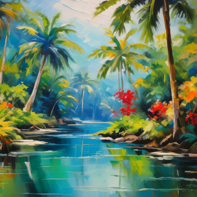 Painting: Tropical Jungle Waterway