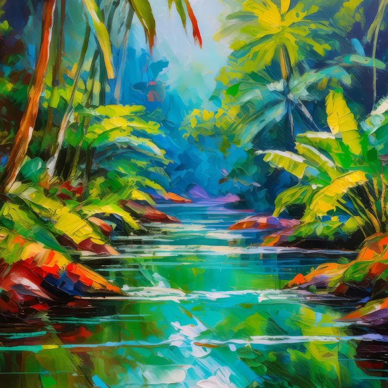 Painting: Tropical Rainforest Stream