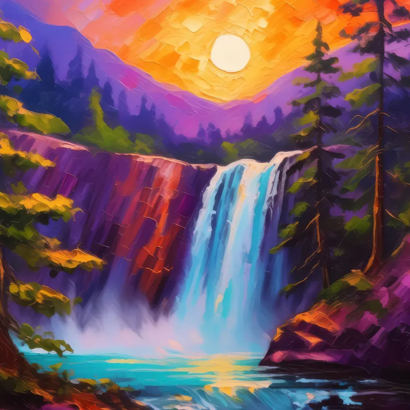 Painting: Twilight Glow Waterfall