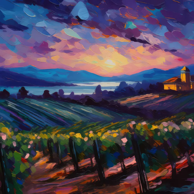 Painting: Twilight at the Vineyard