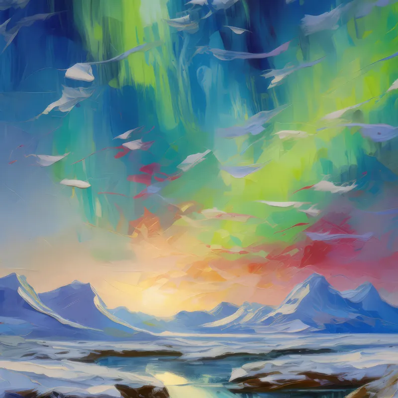 Painting: Veiled Aurora in Arctic Desert