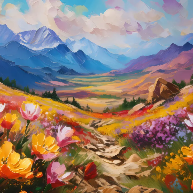 Painting: Vibrant Alpine Desert Blooms
