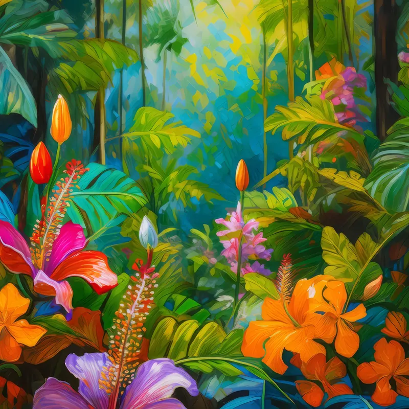 Painting: Vibrant Jungle Flower Bloom