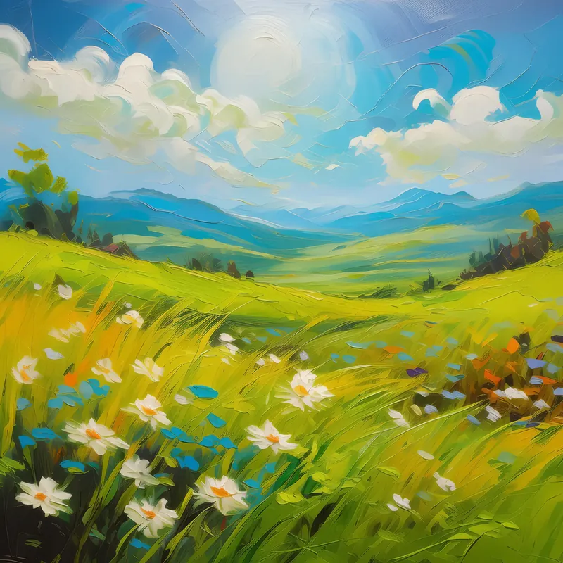 Painting: Vibrant Summer Grassland