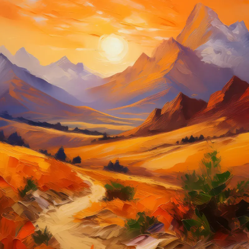 Painting: Vivid Alpine Desert Sunrise