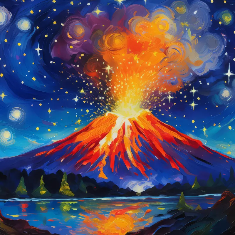 Painting: Volcanic Eruption Night