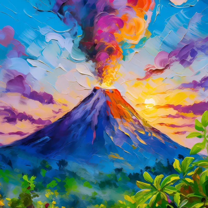 Painting: Volcanic Peak at Sunrise