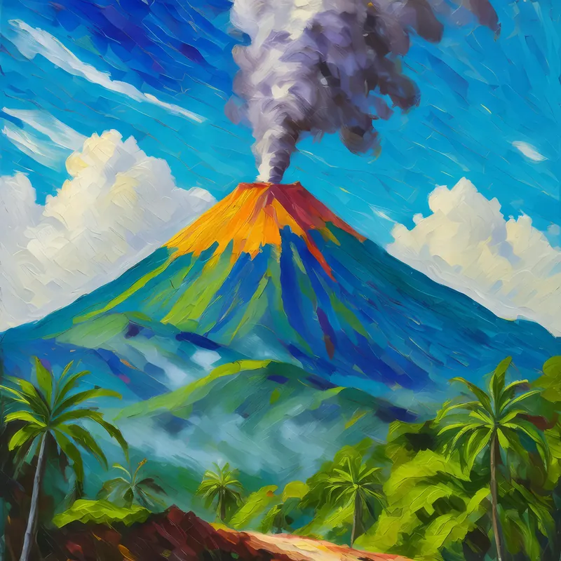 Painting: Volcanic Peak in Tropics