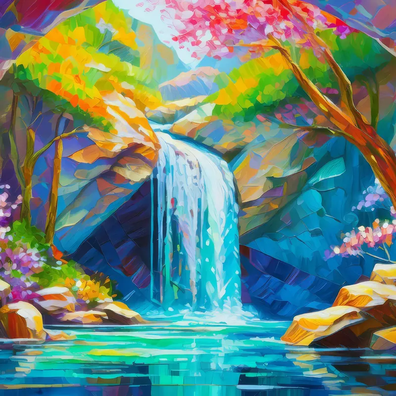 Painting: Waterfall Over Crystalline Cave