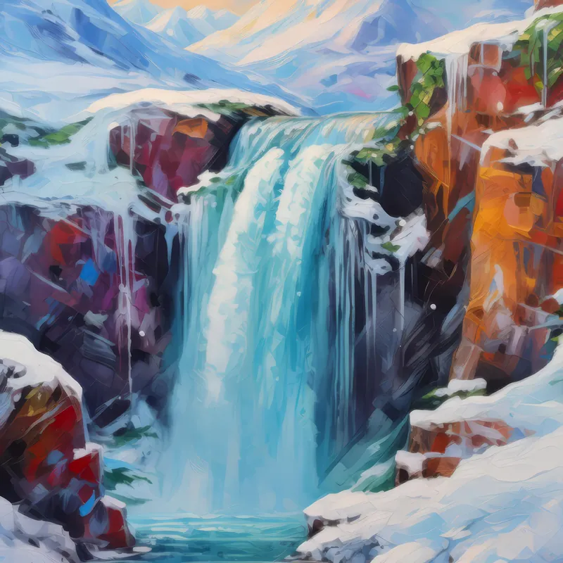 Painting: Waterfall in Arctic Region