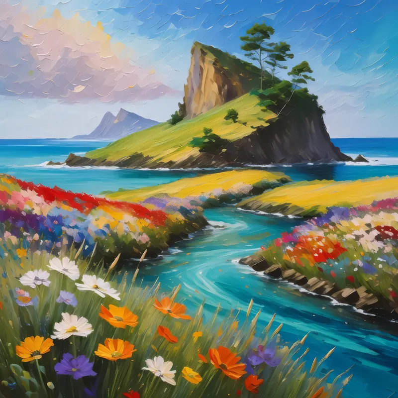 Painting: Wildflower Meadow Island