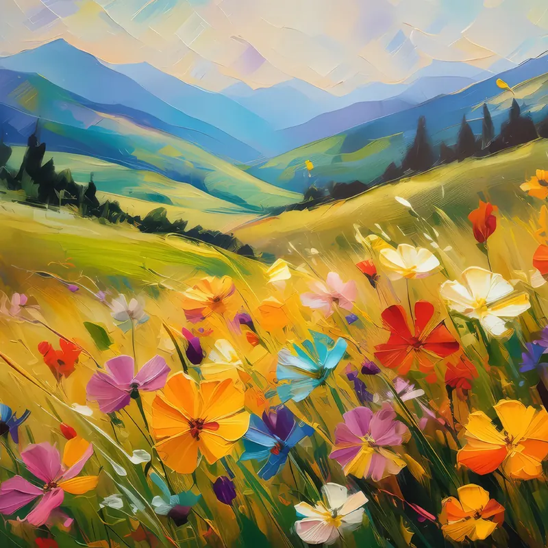 Painting: Wildflowers in Meadow
